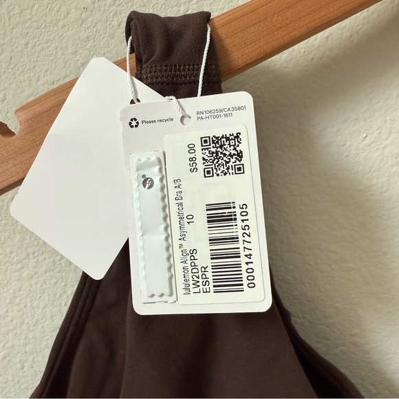 NWT Lululemon Align Asymmetrical Bra *Light Support, A/B Cup Espresso Size 10 - Picture 7 of 10